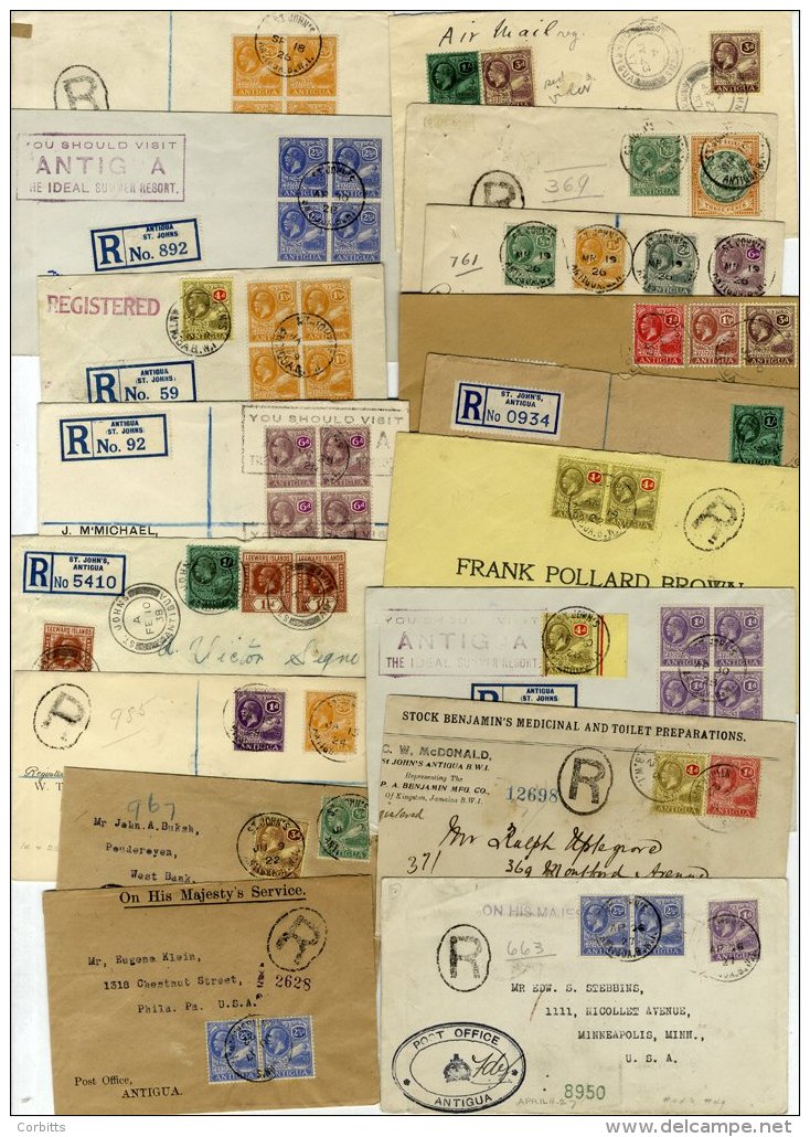 1921-29 Selection Of Envelopes (17) All Registered, Mostly To The UK Or USA Incl. 1924 To California With &frac12;d, 190 - Sonstige & Ohne Zuordnung