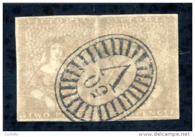 1850-53 1d Brown Horizontal Pair, [17-18], Good To Large Margins, Both Cancelled With Barred Oval '2', Fine. SG.26. - Sonstige & Ohne Zuordnung