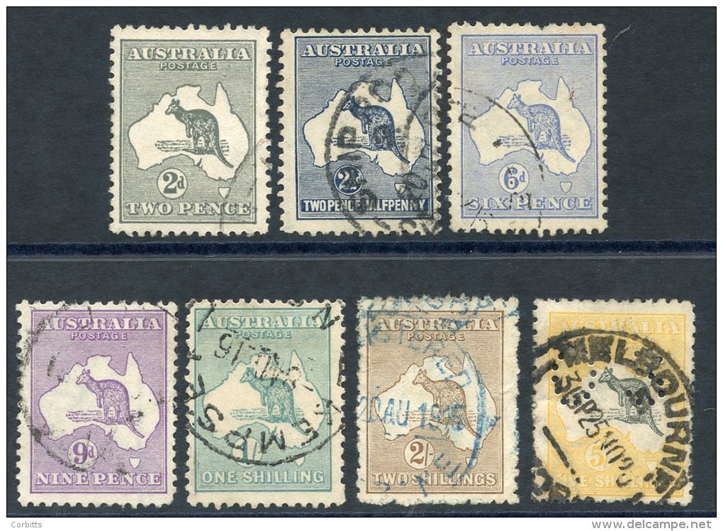 1915 Roos Set To 2s, Good To FU (6d Has Pulled Perf At Top), SG.24/29. OFFICIALS 1915 5s Grey &amp; Yellow Punctured OS - Other & Unclassified