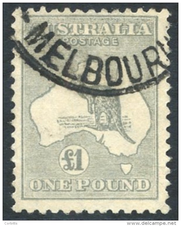 1931-36 &pound;1 Grey, Used At Melbourne, Centred High, SG.137. (1) Cat. &pound;275 - Sonstige & Ohne Zuordnung