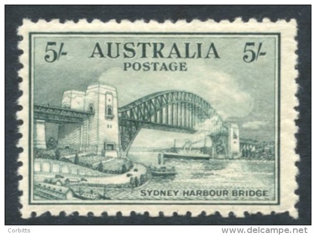 1932 5s Sydney Harbour Bridge M, Odd Short Perf, SG.143. Cat. &pound;425 (1) - Sonstige & Ohne Zuordnung