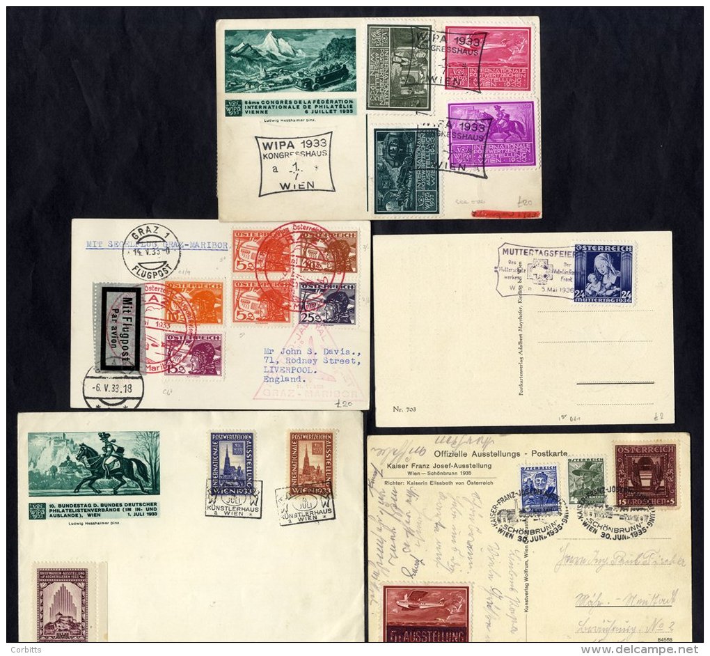 1930's Special Cancellations On Cover Incl. Glider-flight, Alpine Huts (3), Exhibitions Incl. WIPA Cards With Set Of Lab - Sonstige & Ohne Zuordnung