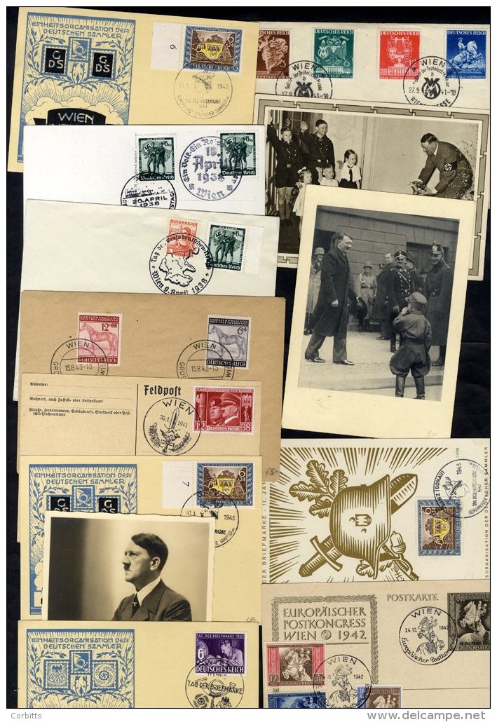 German Occupation Covers Incl. Dual Frankings (6), Slogans, Special Cancellations Incl. Anschluss Cachets, Hitler Propag - Sonstige & Ohne Zuordnung