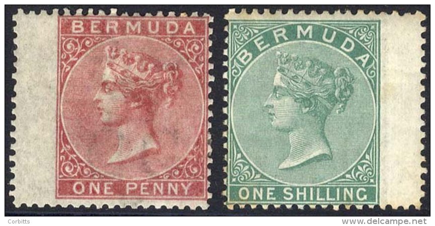 1865-1903 CCC 1d Rose-red &amp; 1s Green, Both M Wing Margin Examples, SG.1 &amp; 8. (2) Cat. &pound;450 - Sonstige & Ohne Zuordnung