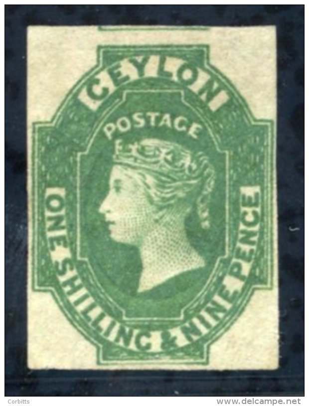 1857-59 1/9d Green With Good To Large Margins Showing Portion Of Adjoining Stamp At Top, Unused Without Gum, Fine, SG.11 - Sonstige & Ohne Zuordnung