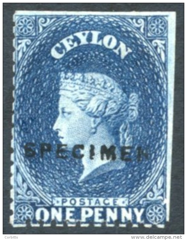 1863-66 1d Deep Blue, Perf 12&frac12;, Hand Stamped 'SPECIMEN' (Type D5), No Gum, Straight Edges At Top &amp; Right And - Autres & Non Classés