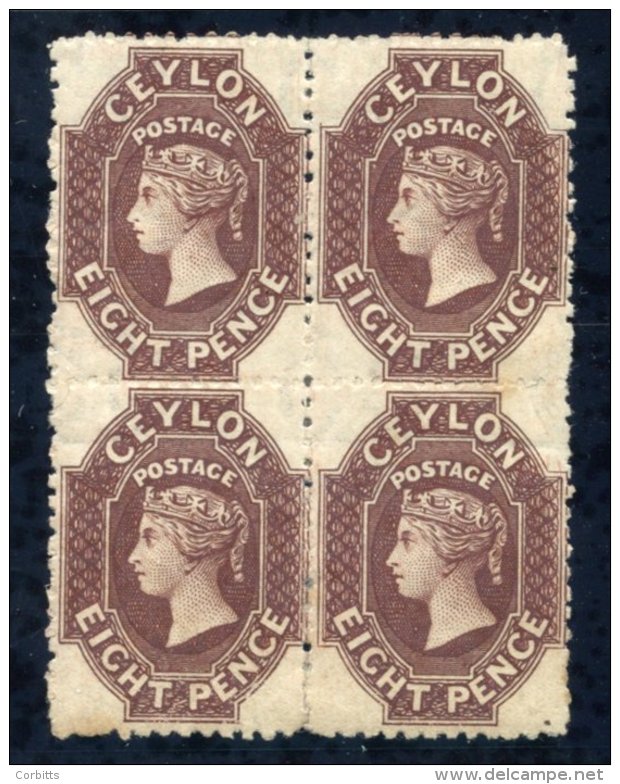 1863-66 8d Reddish-brown Block Of Four, Unused With Large Part O.g, Small Light Tone At Lower Left O/w Fine, SG.56, Cat. - Autres & Non Classés