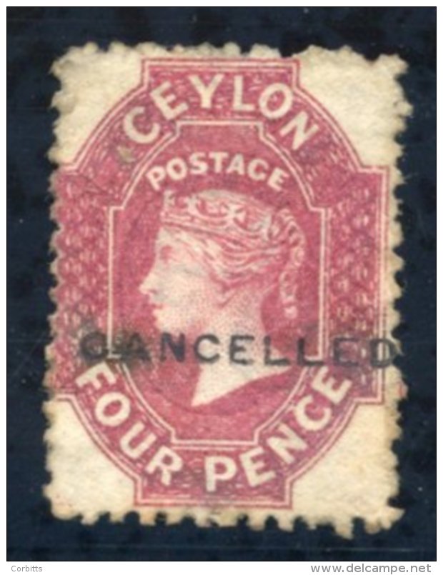 1867-70 CCC 4d Rose H/stamped 'CANCELLED' (Type D6), No Gum, Some Perfs With Light Stains, Mainly On Reverse &amp; Sligh - Autres & Non Classés