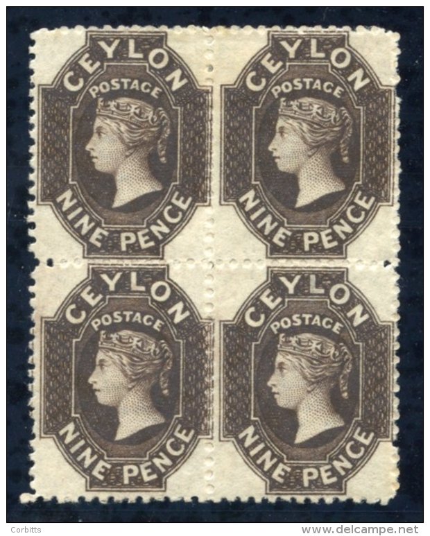 1867-70 CCC 9d Blackish Brown Block Of Four, Unused With Large Part O.g, Fine, SG.69b, Cat. &pound;280. - Sonstige & Ohne Zuordnung