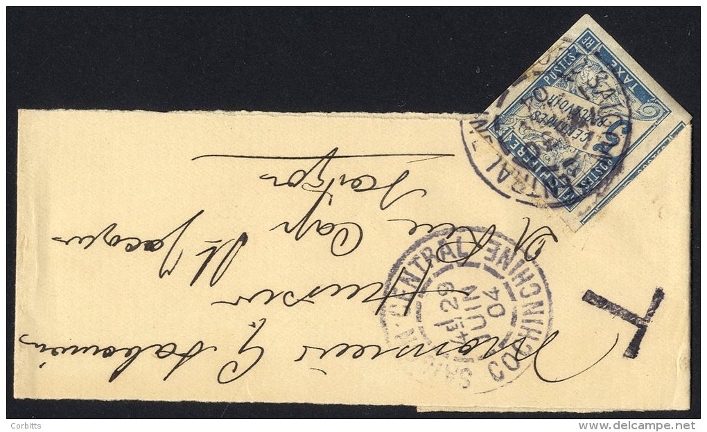 INDO-CHINA 1904 News Band Wrapper Addressed To Saigon Bearing French General Colonies Postage Due 50c Blue (Yv.28), Tied - Sonstige & Ohne Zuordnung