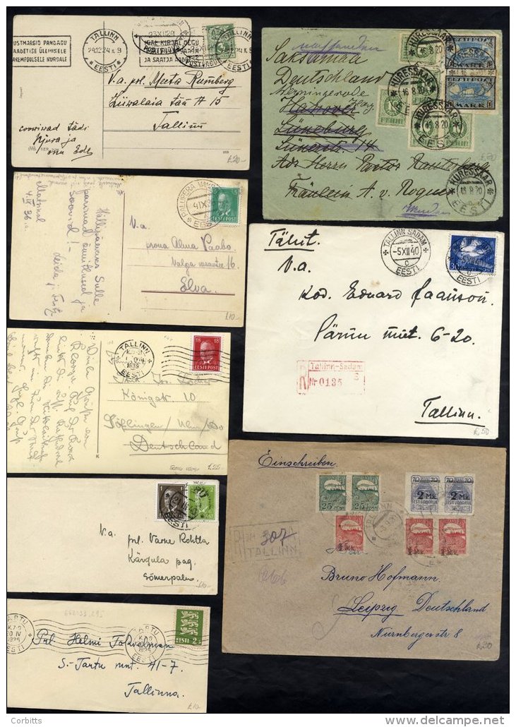 1891-1940 Selection Of 32 Covers, Cards &amp; Postal Stationery, Some Registered With A Variety Of Cancels Incl. 1891 PO - Sonstige & Ohne Zuordnung