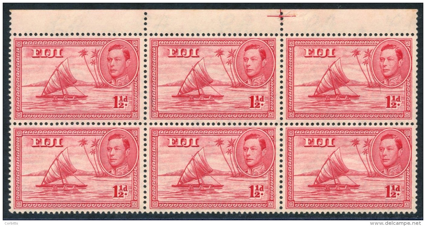 1938 1&frac12;d Carmine Die I P.13&frac12; Top Marginal Block Of Six, UM With Usual Gum Toning, SG.251. (6) Cat. &pound; - Sonstige & Ohne Zuordnung