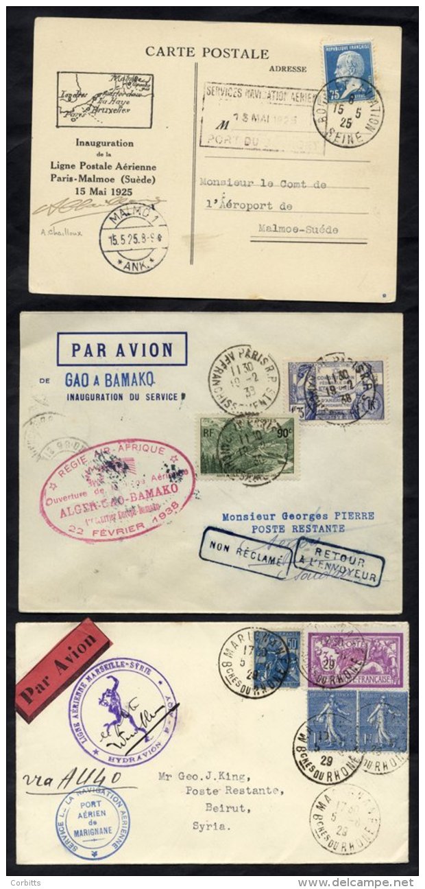1925 May 15th Chailloux Flight Paris - Malmo Special Card, Pilot Signed &amp; Scarce Thus, 1929 June 6th Aulo First Flig - Sonstige & Ohne Zuordnung