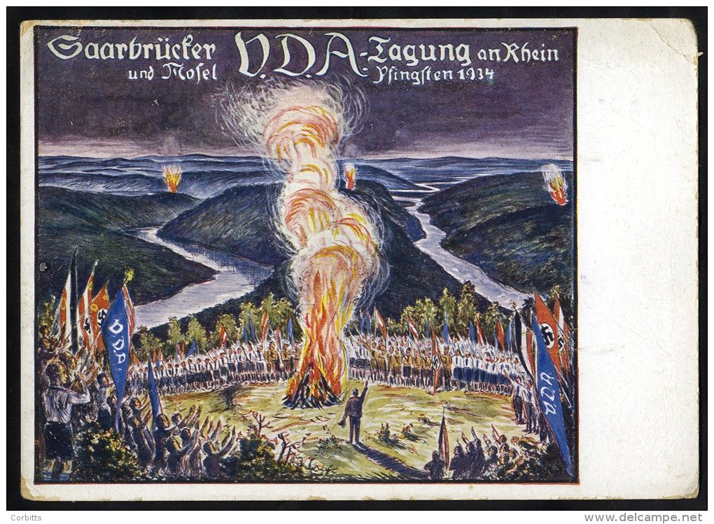 1934 Saarbrucken Fund Raising Card Commemorating The VDA Convention, Unused Card Slightly Soiled &amp; Edge-wear. Quite - Sonstige & Ohne Zuordnung