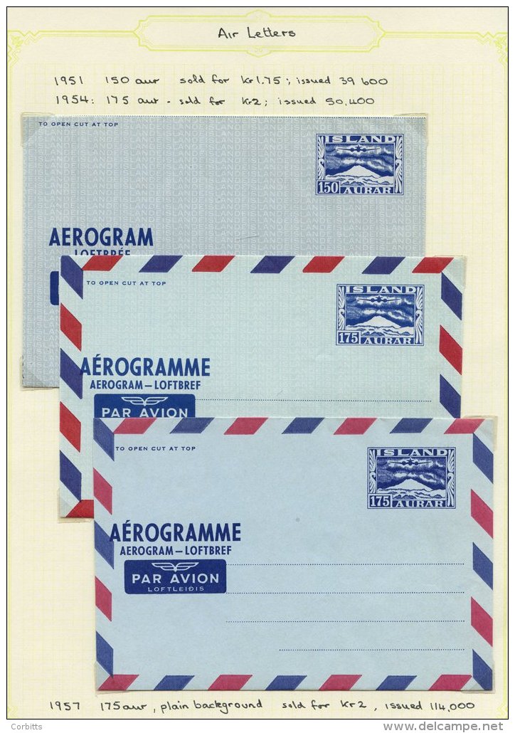 1949-54 Collection Of Unused Aerogrammes (8), Airmail Etiquette Pane &amp; Postbag Labels (3), All VF. (12) - Sonstige & Ohne Zuordnung