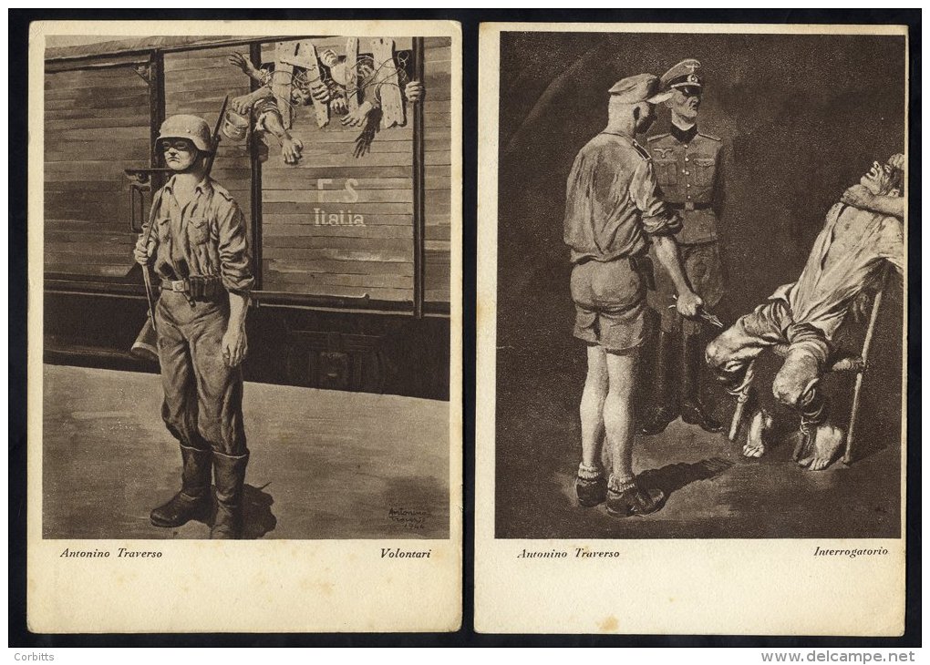 1930's-40's Sepia Propaganda Cards Depicting Prisoners Being Tortured, Packed In To Railway Trucks, Military Leaders Etc - Sonstige & Ohne Zuordnung