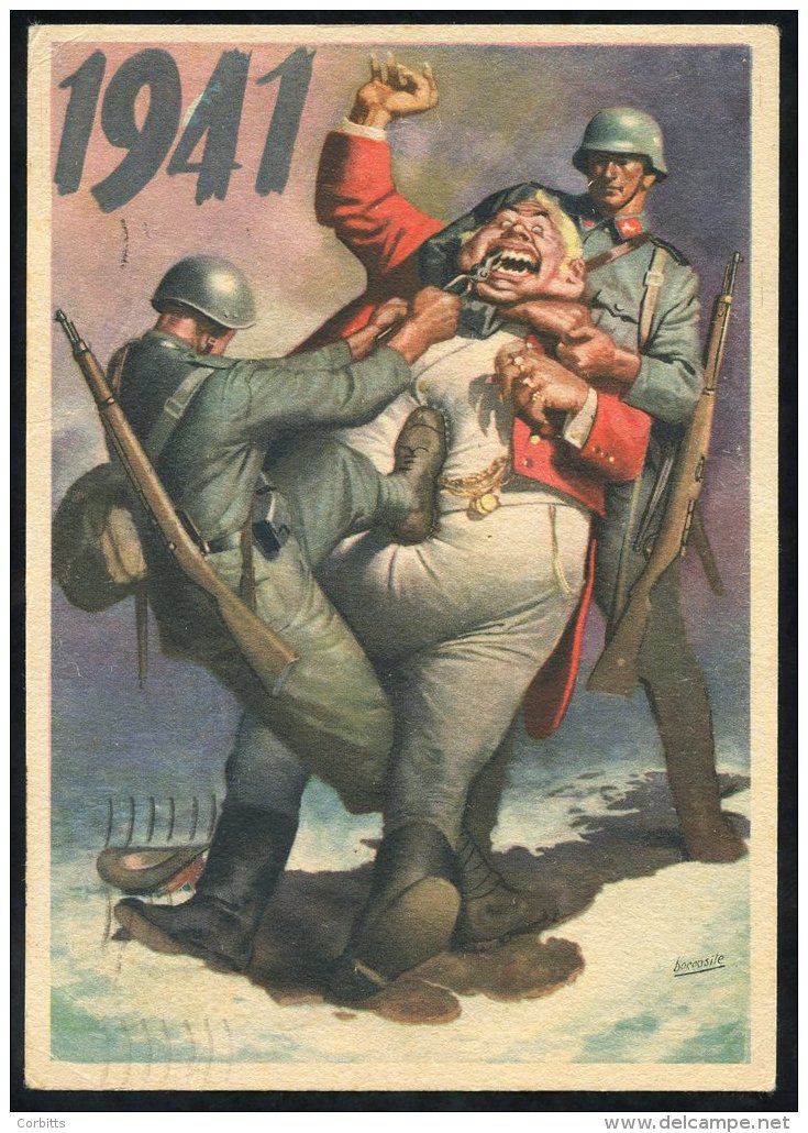 1941 Propaganda Card Showing Soldiers Extracting John Bull From Britain. - Autres & Non Classés