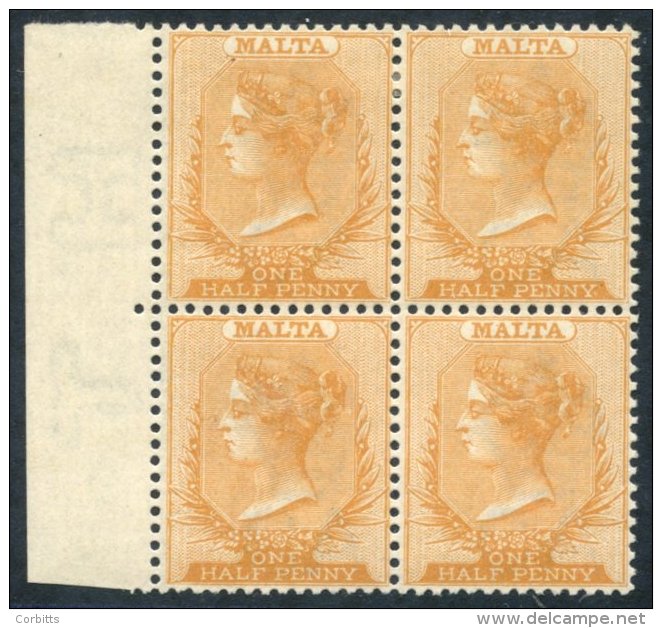 1882-84 CCA &frac12;d Orange-yellow, Left Side Marginal M Block Of Four (2x UM), Very Fresh, SG.18. (4) Cat. &pound;160+ - Sonstige & Ohne Zuordnung