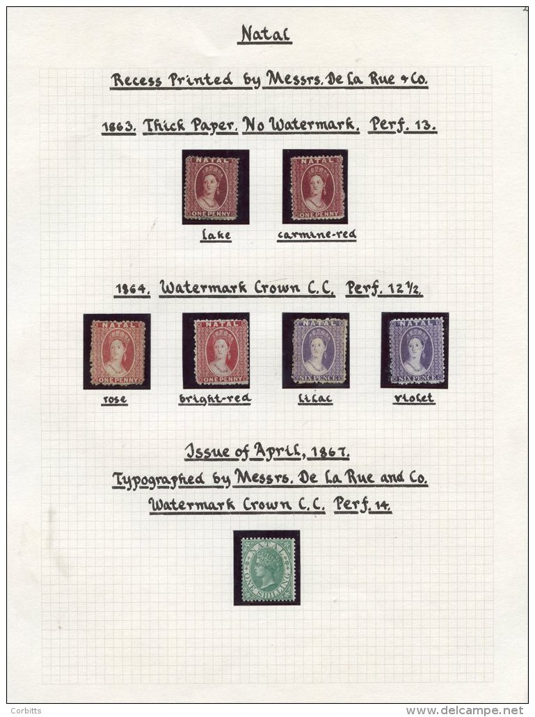 1862 No Wmk 1d (2), 1863-65 CC 1d (2) &amp; 6d (2) Shades, 1867 1s Green, Unused Or With Large Part Gum, 1s - Original G - Sonstige & Ohne Zuordnung
