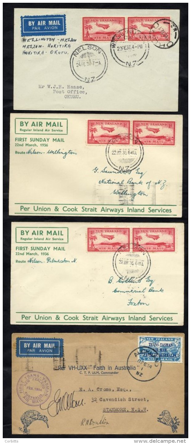 1934 Feb 17th C.T.P Ulm Flight Auckland - Sydney Official Cover With 7d Air Stamp Signed Allen (co Pilot) &amp; Boulton - Sonstige & Ohne Zuordnung