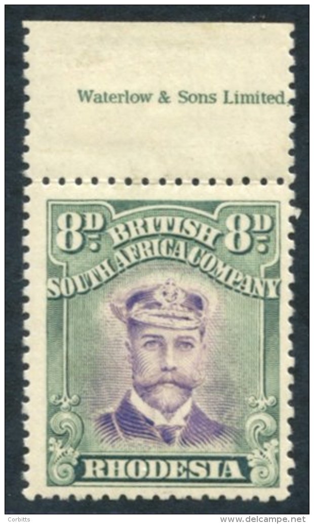 1913-19 8d Admiral Die II P.15 Top Marginal Imprint 'Waterlow &amp; Sons Ltd' Fine M, SG.246. (1) Cat. &pound;200. - Sonstige & Ohne Zuordnung