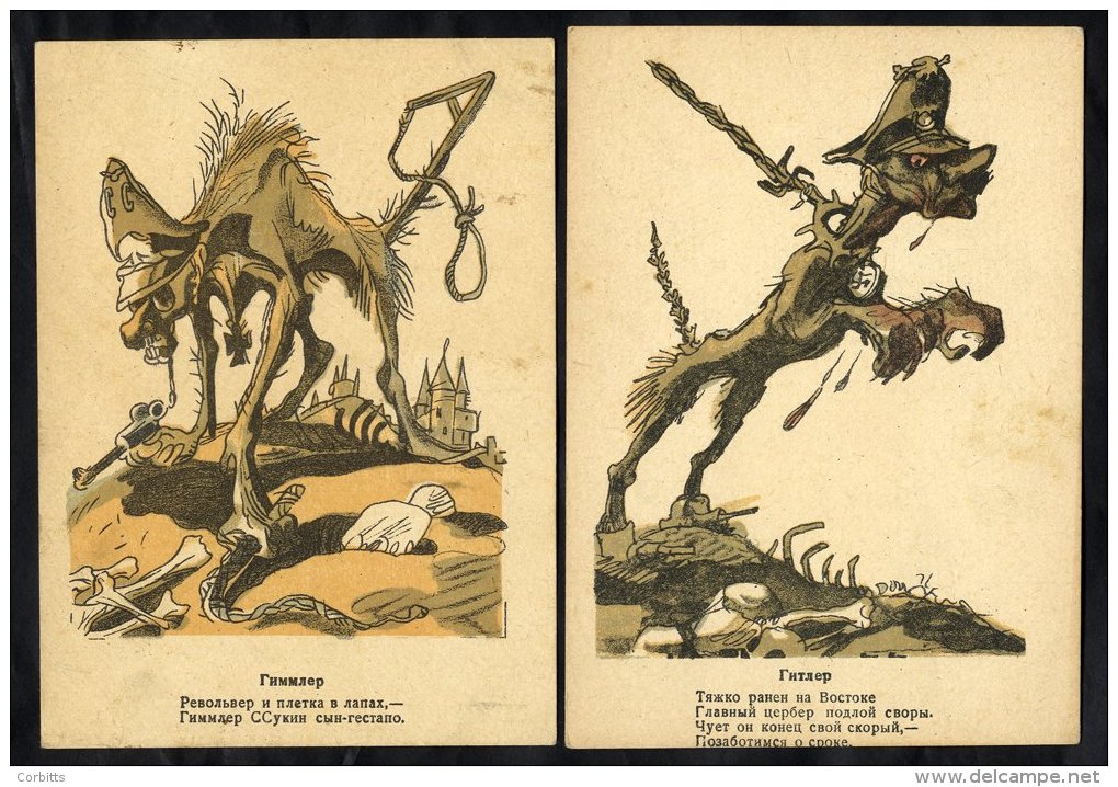 1944 WWII Anti German Propaganda Cards Incl. Germans Depicted As Dogs. (5) - Sonstige & Ohne Zuordnung