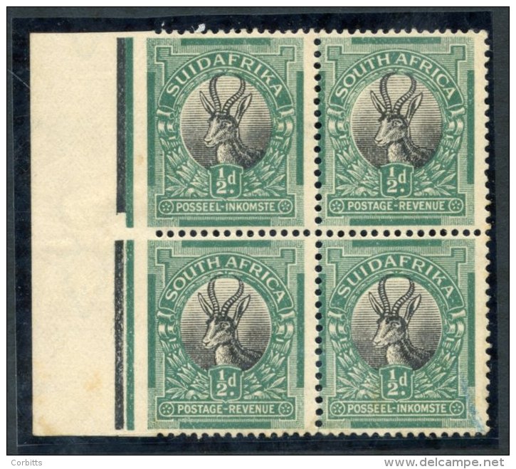1926-27 &frac12;d Black &amp; Green, M Block Of Four From The Left Of The Sheet, Variety Imperforate Between Stamps &amp - Autres & Non Classés
