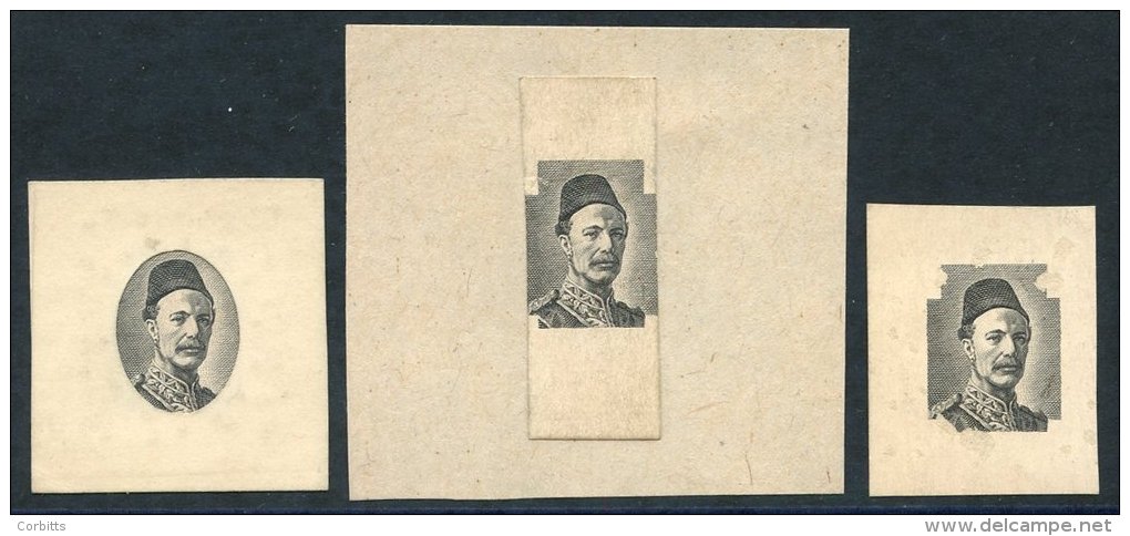 1935 Gordon - Three Head Proofs Of Gordon As Used For The High Values, All On White Card, Engraved By The Talented Czech - Sonstige & Ohne Zuordnung