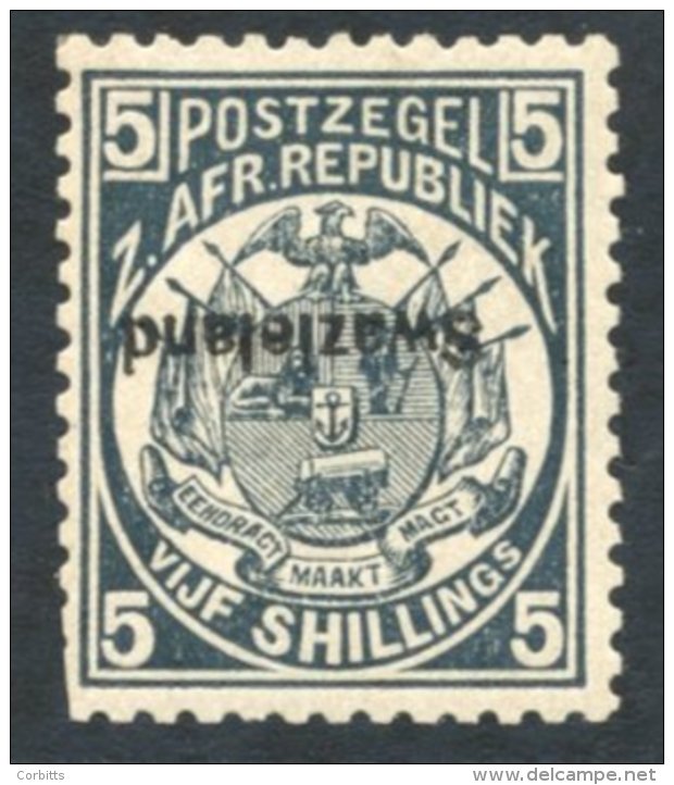1889-92 5s Slate-blue, Overprint Inverted, M (a Couple Of Clipped Perfs. At Lower Left And Thin Spot At Foot). A Fresh E - Sonstige & Ohne Zuordnung
