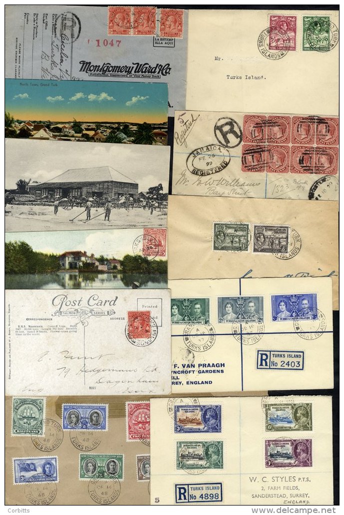 1899-1948 Envelopes (7) Incl. 1899 Registered To Barbados With 1889-93 1d Lake Block Of Eight &amp; The Reverse With 1d - Sonstige & Ohne Zuordnung
