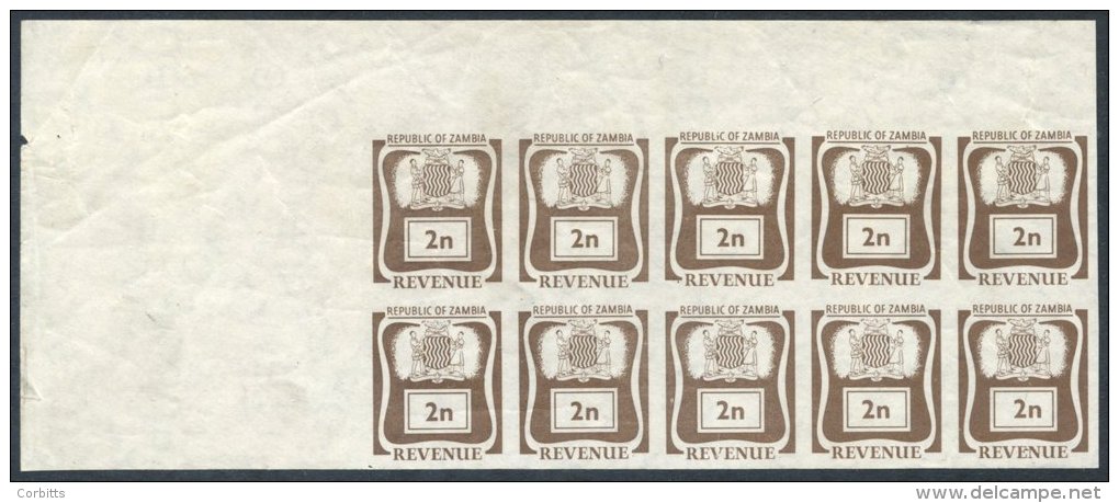 1968 Revenue 2n Brown (Barefoot B12) IMPERFORATE Block Of Twelve With Large Selvedge At Left Side, Some Usual Gum Creasi - Sonstige & Ohne Zuordnung