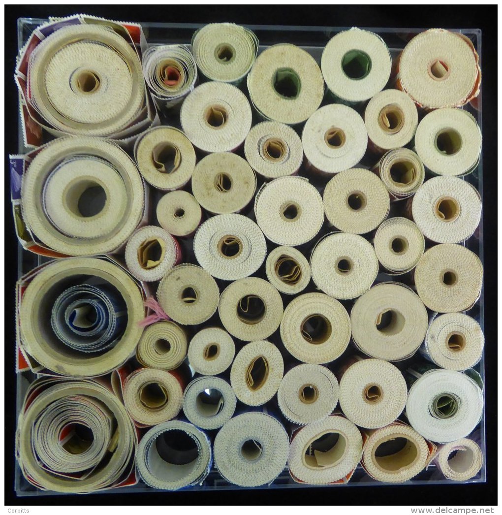 COIL ROLLS Accumulation Of KGVI &amp; QEII Part Coil Rolls (approx. 50) Values Incl. 1950 1d Light Ultramarine, 2&frac12 - Other & Unclassified