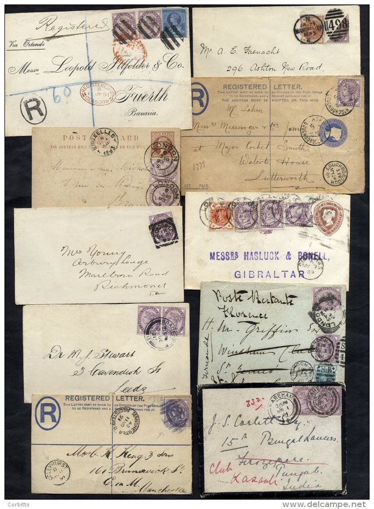 1889-1921 1d Lilacs On Covers (10) Incl. One Bisected With &frac12;d Vermilion, 1893 Blue Cancel, Uprated Stationery To - Sonstige & Ohne Zuordnung