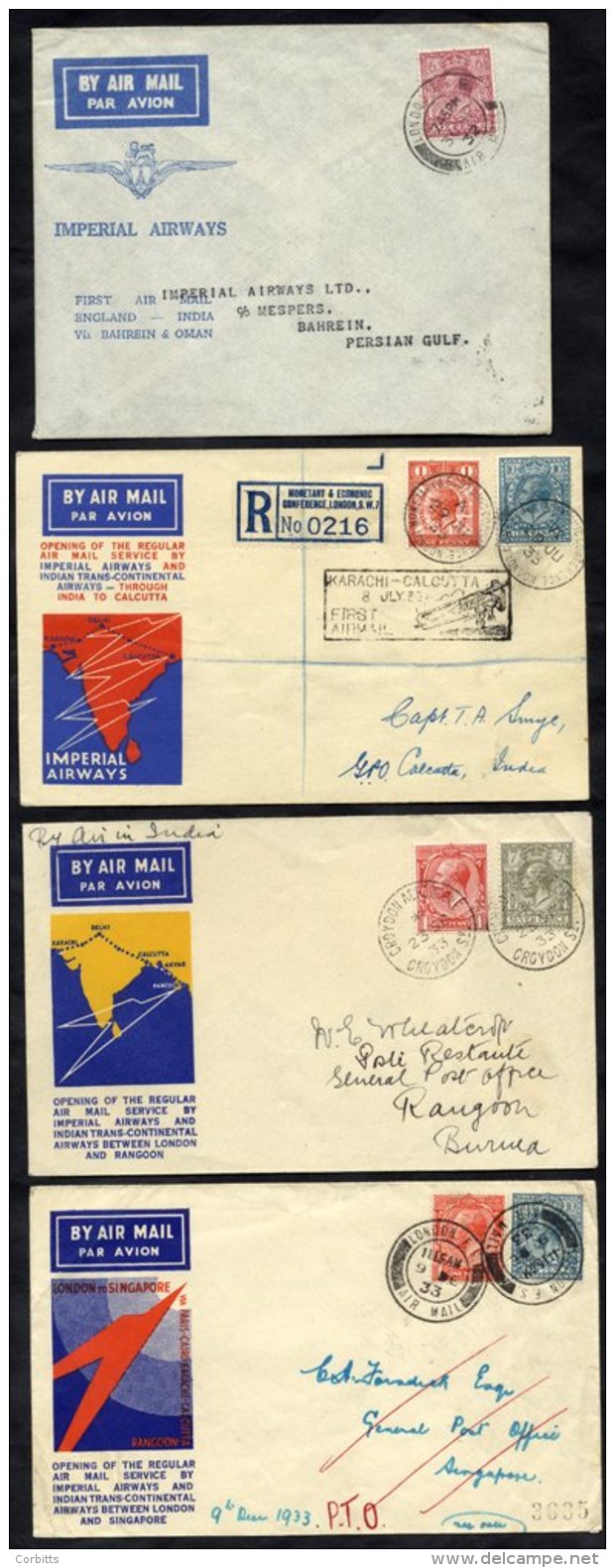 1932 Oct 1st Imperial Airways First Flight London - Bahrain, Persian Gulf Official Staff Cover (approx 14 Flown), 1933 J - Sonstige & Ohne Zuordnung