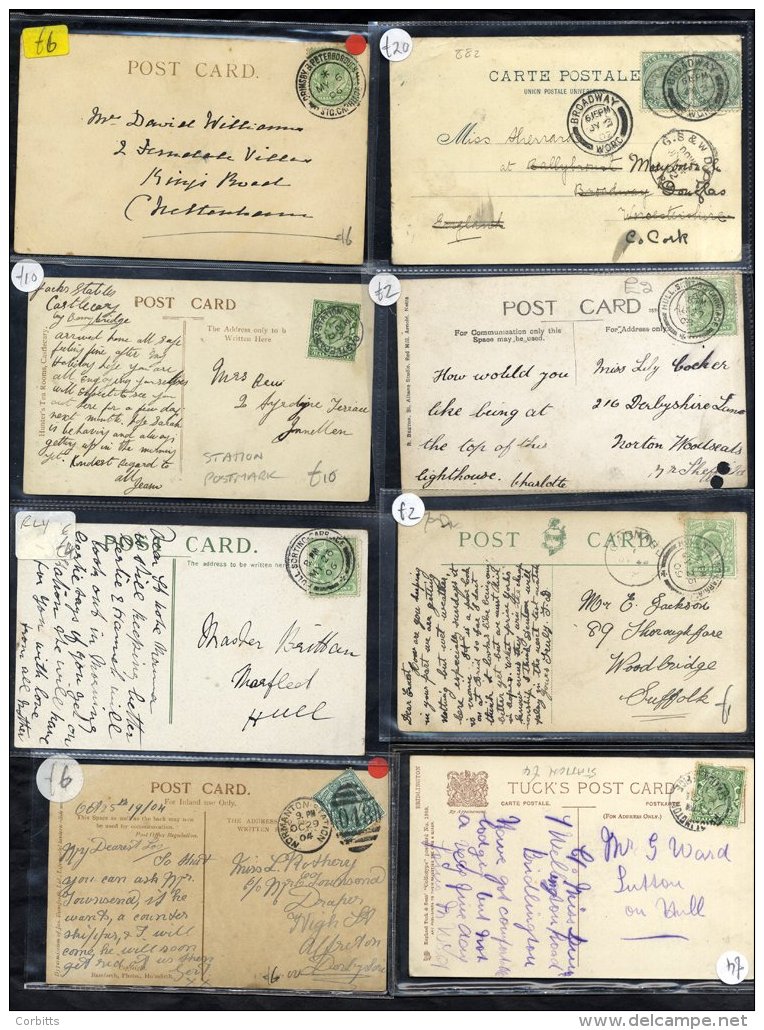 1897-1918 Range Of Postcards With Railway Marks Incl. 1904 Drymen Station C.d.s, 1907 Fife Sorting Tender Up, 1906 Hull - Sonstige & Ohne Zuordnung