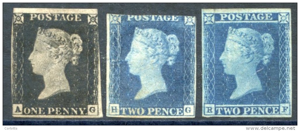 1840 1d &amp; 2d &amp; 1841 2d Trio Of Rare Stamps, That Appear To Be M Examples, Although These Are Cleaned, Re-gummed - Sonstige & Ohne Zuordnung