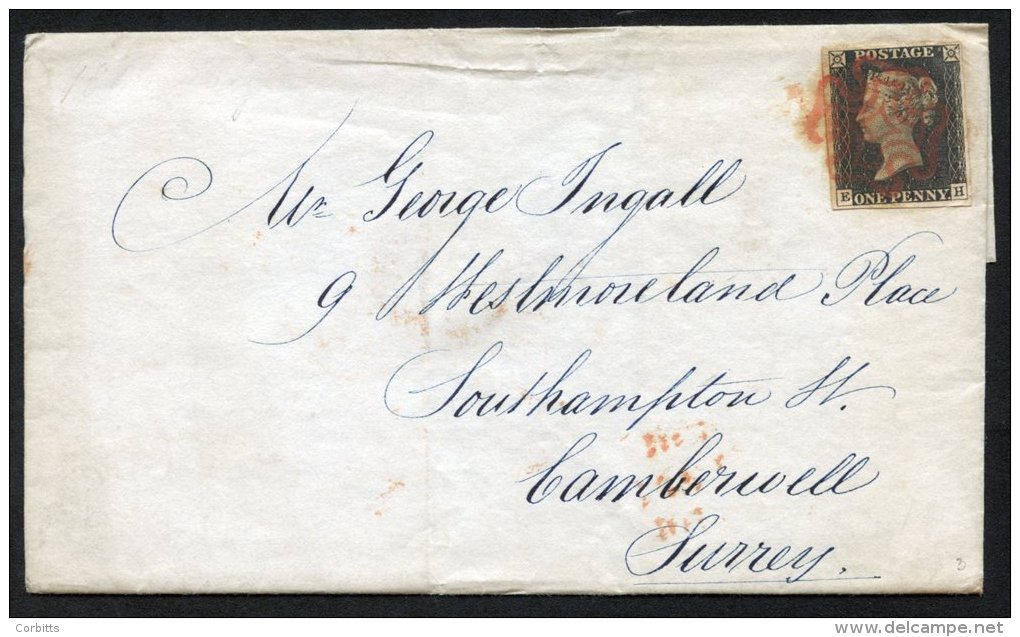 1840 July 10th Cover From Epping To Camberwell, Franked Pl.3 EH Four Good Margins, Tied Fine Red MC, Despatch &amp; Rece - Sonstige & Ohne Zuordnung