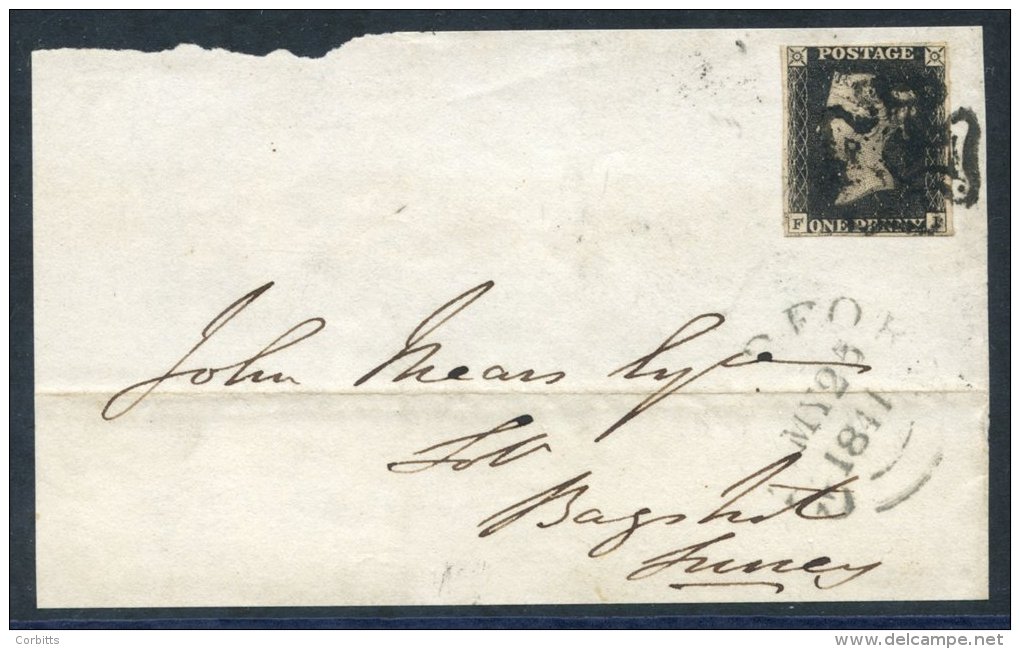 Plate 10 FI, Four Margined Example Tied To A Cover Front By A Black MC, Dated May 25th 1841. - Sonstige & Ohne Zuordnung