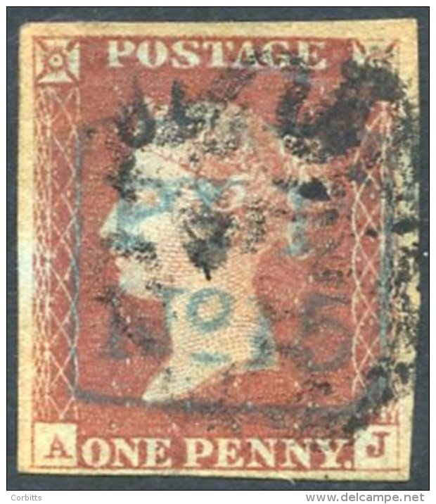 1841 1d Red Brown AJ, Good To Very Large Margined Example, Cancelled By Framed 'PyP/No15' Of Handsworth In Blue Together - Other & Unclassified