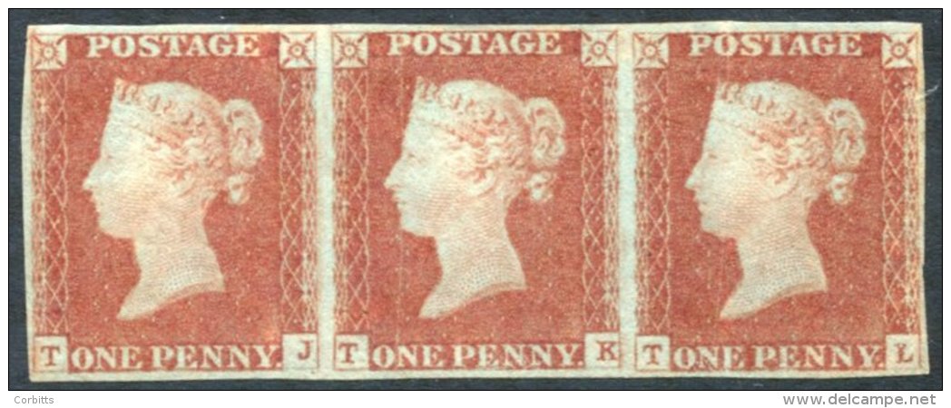 1841 Penny Red TJ/TL Strip Of Three, Clear To Good Margins, M With Full O.g, Two Vertical Light Creases/bends. - Other & Unclassified