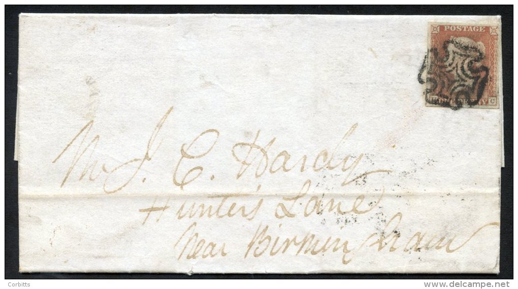 1842 Entire Letter From Perth To Birmingham, Franked Penny Red Pl.18 HC, Four Good Margins, Tied By The Distinctive PERT - Other & Unclassified