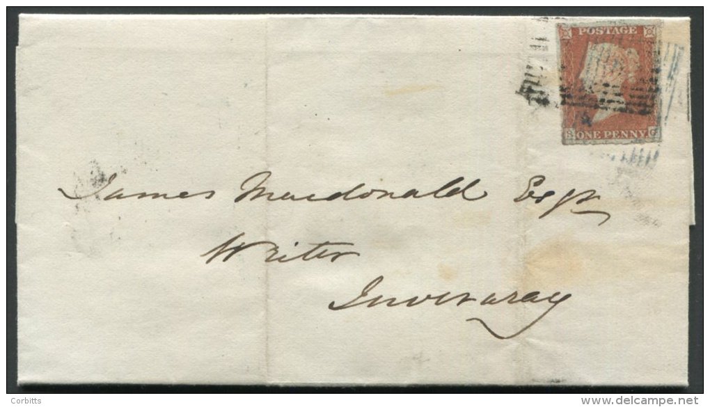 1846 Cover From Oban To Inverary Franked 1d Red Brown Pl.61 SG, Tied By Two Cancels - '183' Of Inverary In Black &amp; ' - Sonstige & Ohne Zuordnung