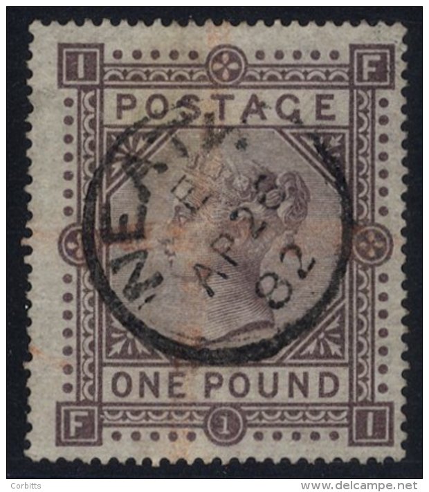 1867-83 Wmk Maltese Cross &pound;1 Brown Lilac, VFU Example With April 28th 1882 C.d.s Of Neath, Faint Red Crayon (cross - Other & Unclassified