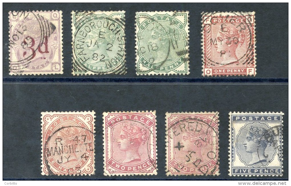 1883 3d On 3d Lilac, VFU Squared Circle Pmk, 1880-81 &frac12;d To 5d Set Incl. &frac12;d &amp; 2d Shades, All C.d.s. Or - Other & Unclassified