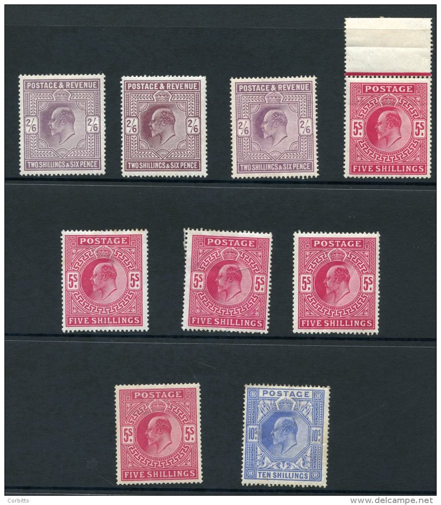 1902-11 KEVII M High Values (with Faults), 2/6d (3), 5s (5) &amp; 10s Incl. Re-gummed, Creases Etc. Also Harrison P.14 & - Sonstige & Ohne Zuordnung