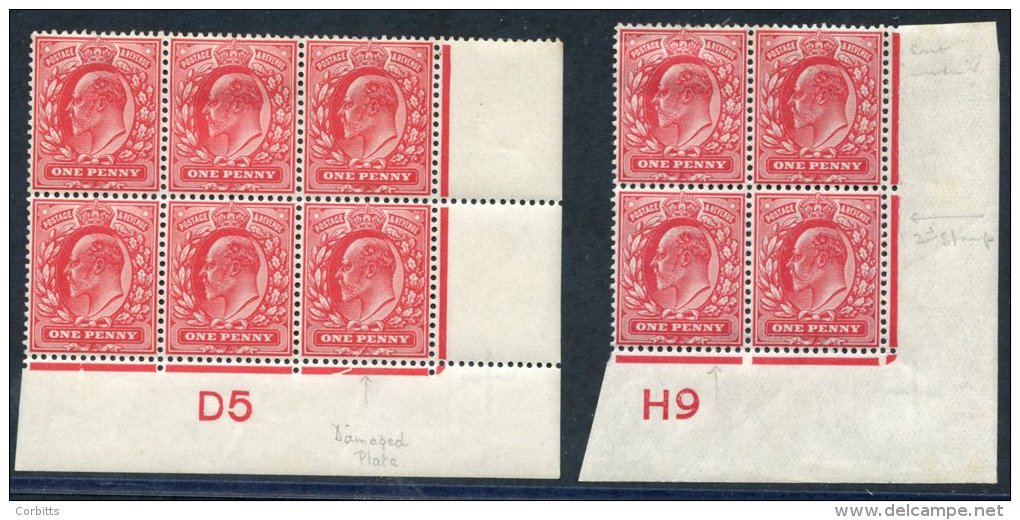 1902 1d Scarlet Corner Marginal Control H9 Block Of Four Incl. Variety 'spot Under V Of REVENUE' (3x UM Incl. The Variet - Other & Unclassified