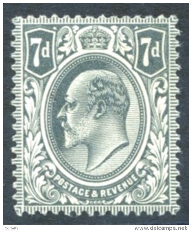 1902 7d Deep Grey-black UM, SG.249a, RPS Cert. 1985 Of A Block Of Four, This From Upper Left. (1) Cat. &pound;170 - Other & Unclassified