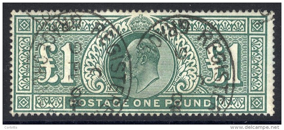 1902 &pound;1 Dull Blue-green, VFU With Two Oval Registered D/stamps For 9th Feb 04, SG.266. - Other & Unclassified