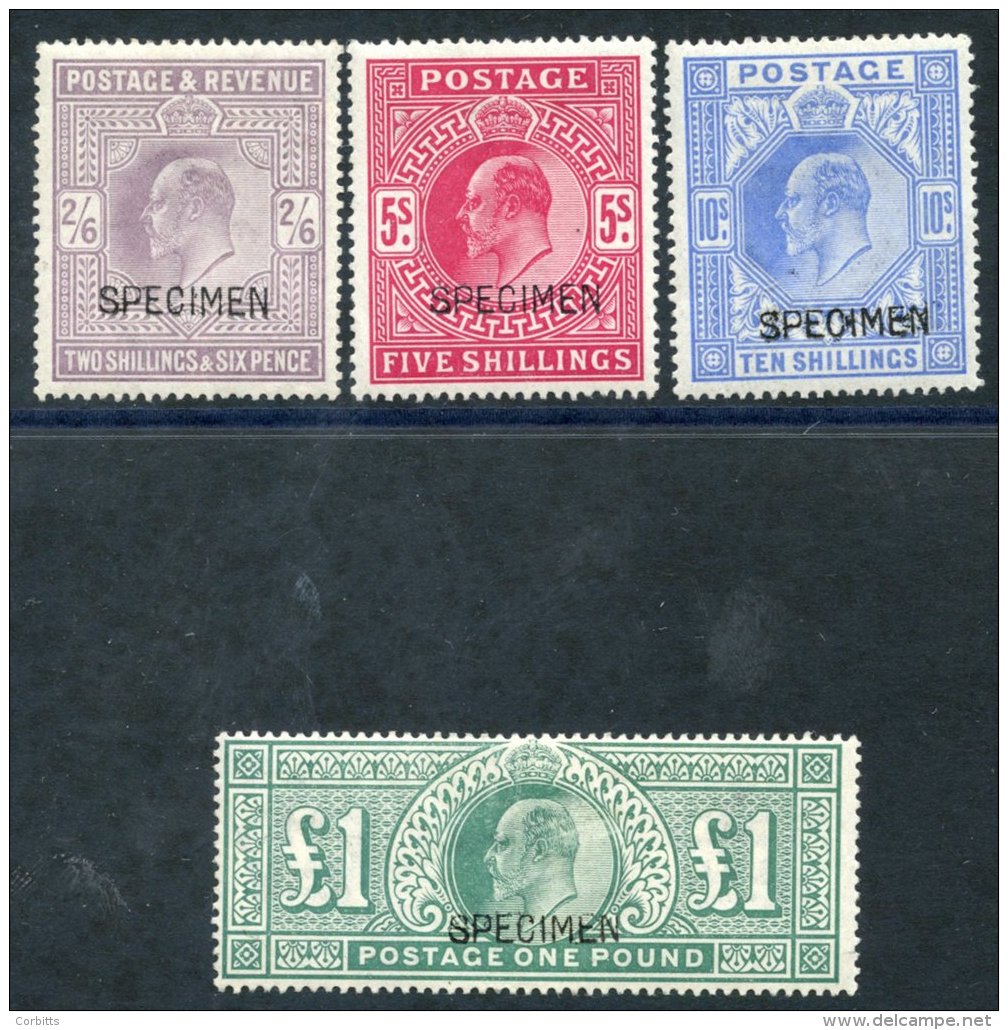 1902 2/6d, 5s, 10s &amp; &pound;1, Each Optd SPECIMEN Type 16, Fine M (&pound;1 Value Has Minor Scuffs). - Sonstige & Ohne Zuordnung