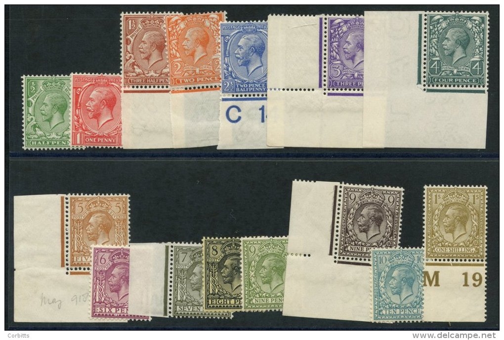 1912 Defin Set, UM Incl. 9d Olive (9 Vals Are Marginals), SG.351/396. - Sonstige & Ohne Zuordnung